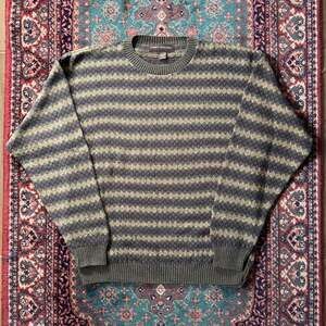 Liberty Sweaters Geometric Stripe Knit Crewneck Sweater